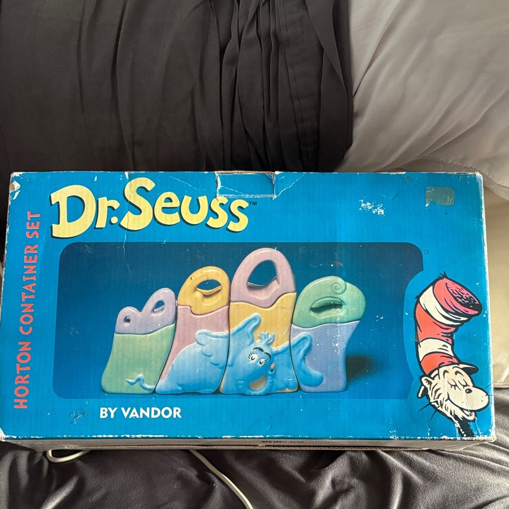 Rare Dr. Seuss Horton Container Set candy dishes by Vandor - Multicolor